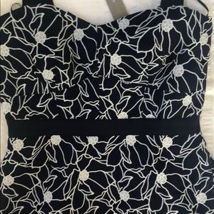 Navy & White Lace Flounce Dress